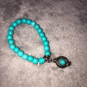 Turquoise Beaded Bracelet with Charm